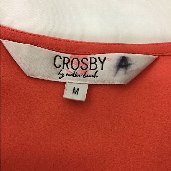 CROSBY by Mollie Burch Satin Flounce Sleeve Top Size Medium - Picture 7 of 8